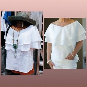 New Bailey Linen Double V-neck Top